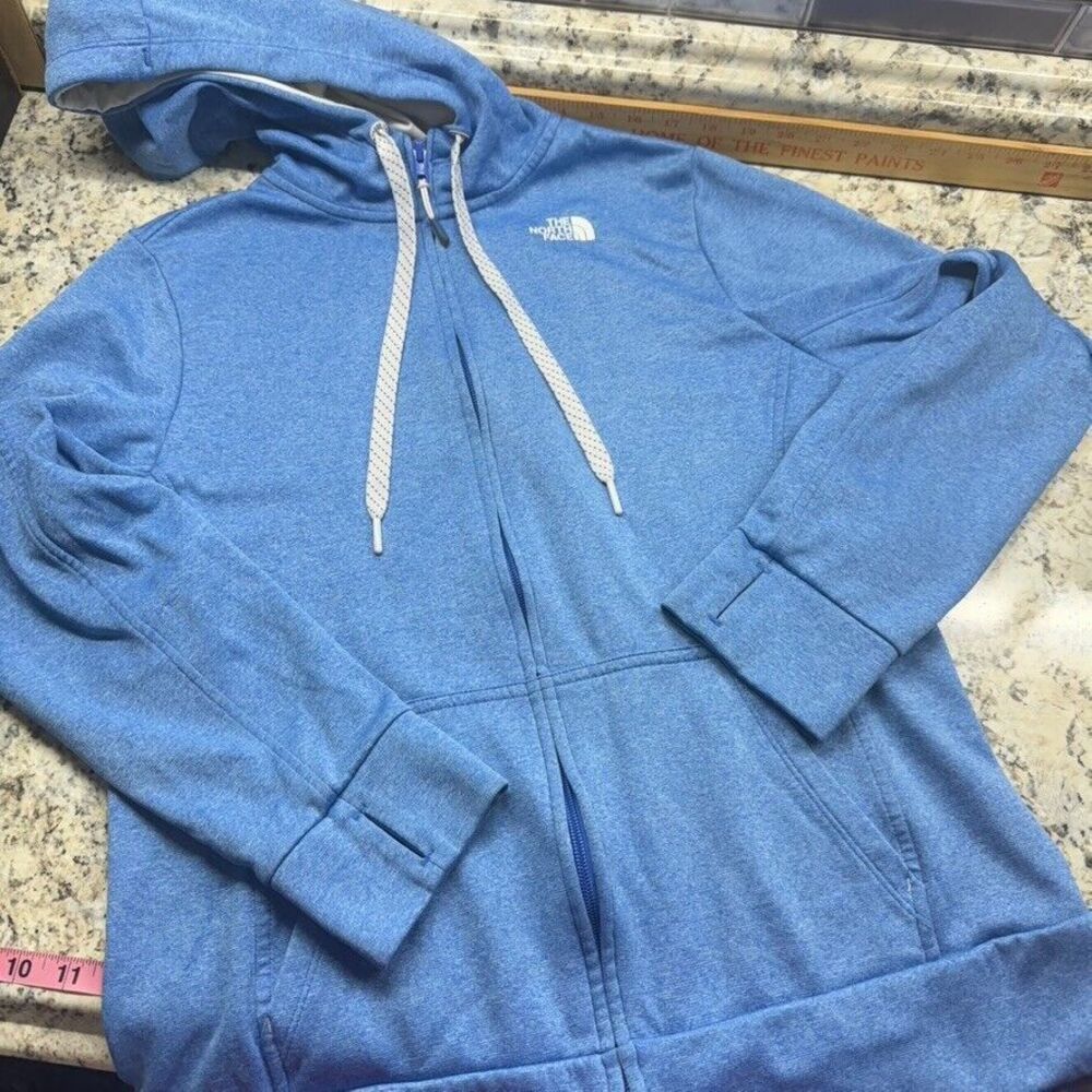The North Face Hoodie Womens Large Blue Heather LFC Thumb Hole Running Full Zip